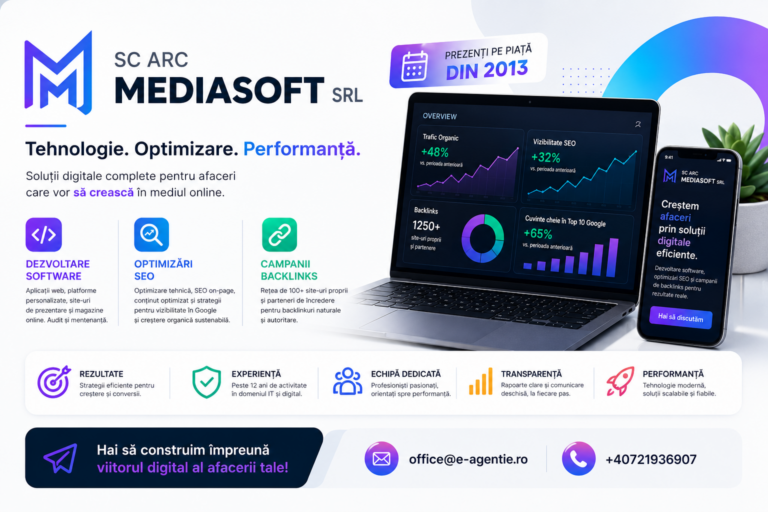 ARC Mediasoft — tehnologie, optimizare și performanță web în Iași